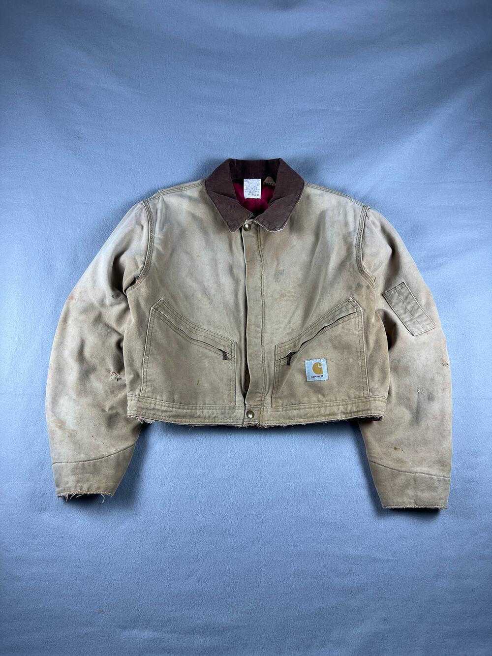 Vintage Carhartt Jacket Cropped Canvas Coat Adult XL Work Wear 90s Lined